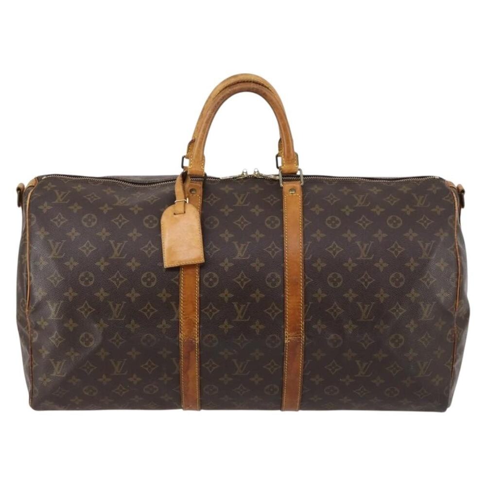 Louis Vuitton Monogram Keepall Bandouliere 55 Travel Bag Brown